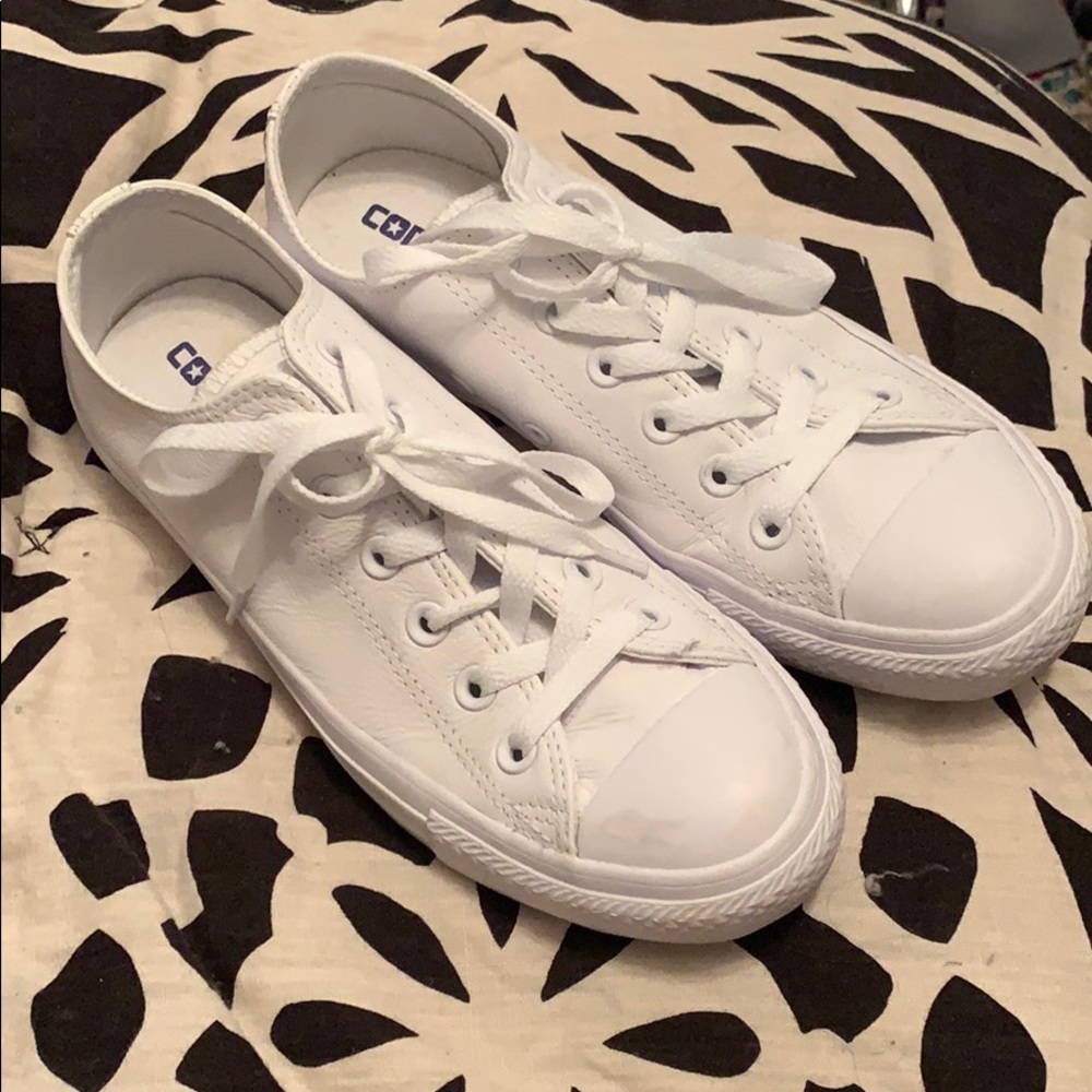 All white leather converse